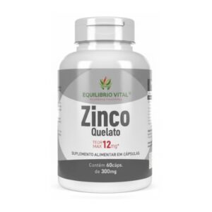 Zinco Quelato 12mg 60 Cápsulas | Suplemento Alimentar Equilíbrio Vital