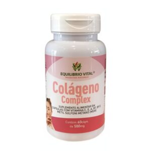 Colágeno Complex 500mg 60 Cápsulas com Vitamina C, Biotina (B7), Ácido Fólico (B9) e MSM | Equilíbrio Vital