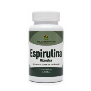 Espirulina 500mg em Cápsulas | Microalga Natural | 60 Cápsulas | Equilíbrio Vital