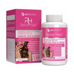 Relive Hair Biocêutica 60 Cápsulas | Suplemento para Cabelos, Pele e Unhas