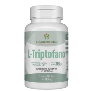 L-Triptofano 200mg 60 Cápsulas Equilíbrio Vital – Magnésio, Zinco, Vitaminas B6 e B9 | Suplemento Alimentar