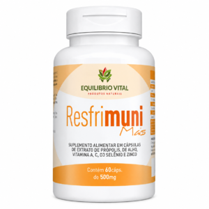 Resfrimuni Mais 60 Cápsulas 500mg Equilíbrio Vital – Própolis, Alho, Vitaminas e Minerais