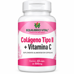 Colágeno Tipo II + Vitamina C 500mg – 60 Cápsulas Equilíbrio Vital